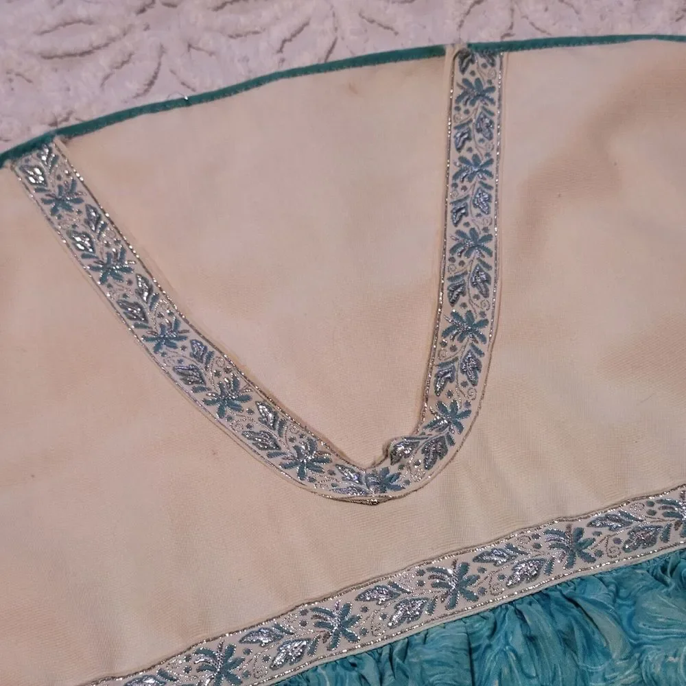 Vintage Blue & Cream Clothes Pin Bag Looks Like Girls Dress No Hanger